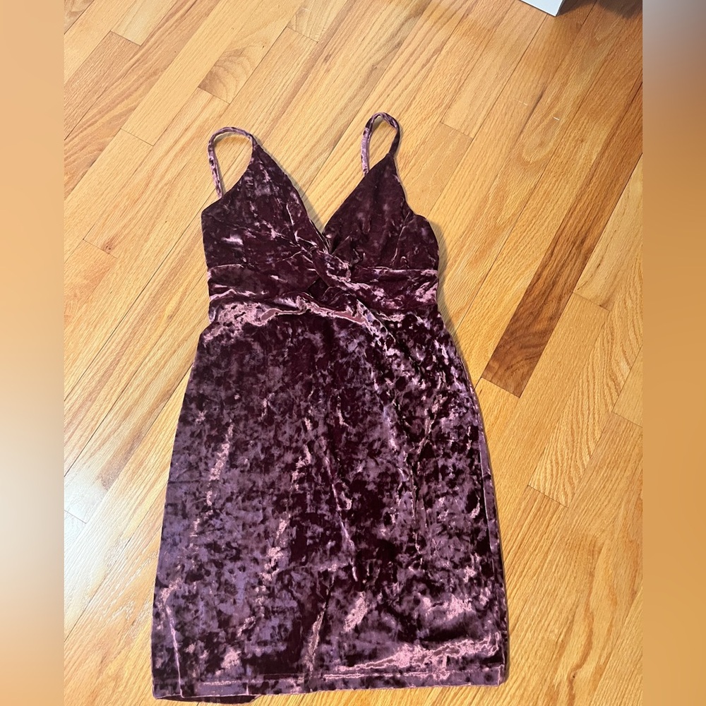 Free People Velvet Dress in Deep Burgundy
